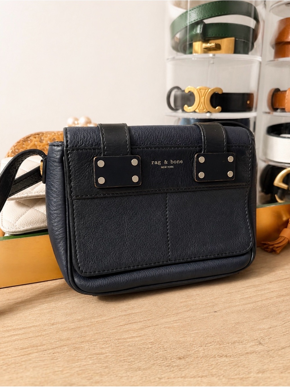 rag & bone Navy and Black Leather crossbody Bag